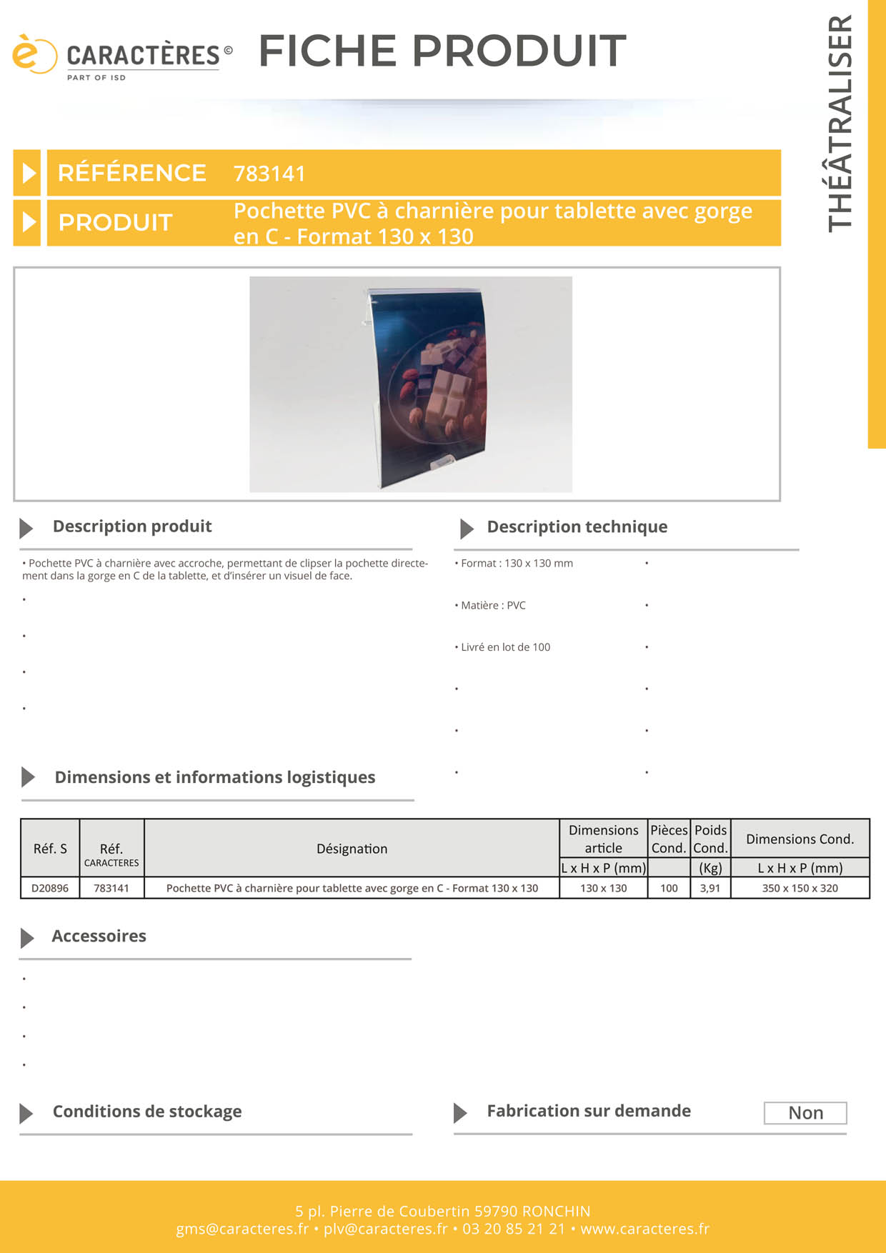 Pochette à charnière de 130 x 130 mm - Tablettes