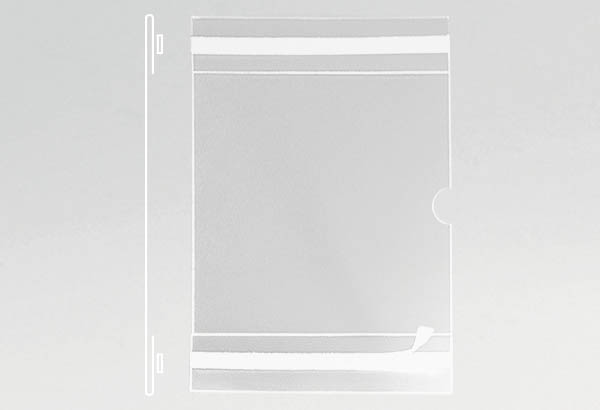 Pochette adhésif permanent PVC transparent avec onglet - Format A7 - Vertical