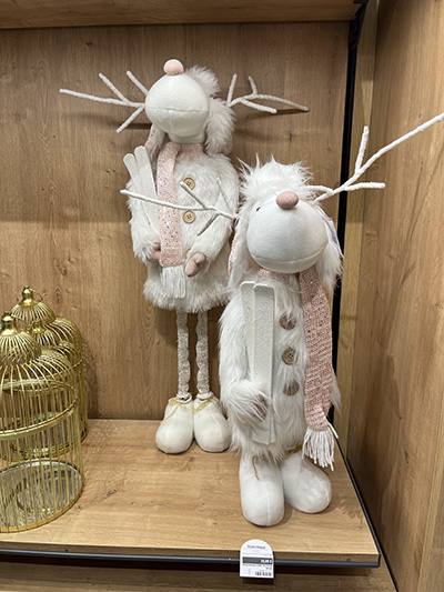 Renne blanc et rose téléscopique - Hauteur 50 à 76 cm - 20 x 12 cm