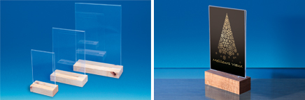 Porte-visuel deux faces sur socle sapin pochettes acrylique A5