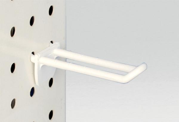 Broche plastique double de Ø 6 mm blanche pour fond perforé - Longueur 100 mm