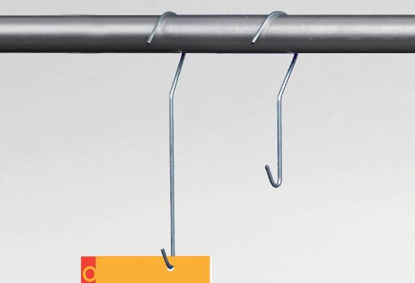Tige crochet fixe métallique pour tube rond - Longueur 150 mm