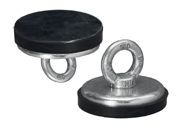 Aimant rond en métal avec crochet fermé - Ø de 80 mm et force de 60 kg