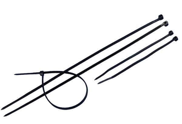 Lien cranté en nylon noir avec serrage définitif - 280 x 3.5 mm