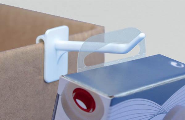 Hang-Tab Delta rigide et pliable en PET adhésivé - Poids maxi 500g - 40 x 32 mm