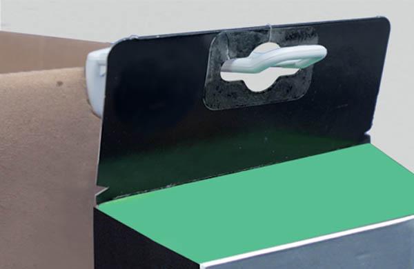 Renfort blister Euroslot rigide en PET adhésivé - Poids maxi 200g - 45 x 28 mm