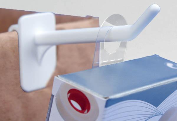 Hang-Tab rigide crochet fermé en PET adhésivé - Poids maxi 300g - 25 x 33 mm