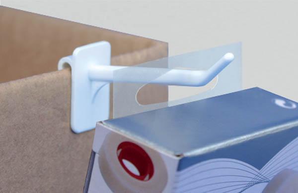 Hang-Tab Delta flexible en PET adhésivé - Poids maxi 300g - 50 x 50 mm