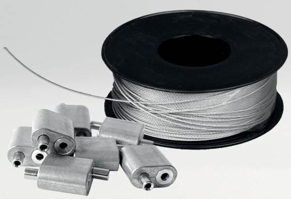 Bobine de 150 m de câble de Ø 1,5 mm - Avec 150 galets autobloquants