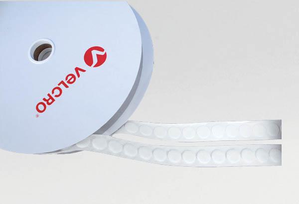 Pastille adhésivée VELCRO® de Ø 19 mm blanche - Ruban crochet