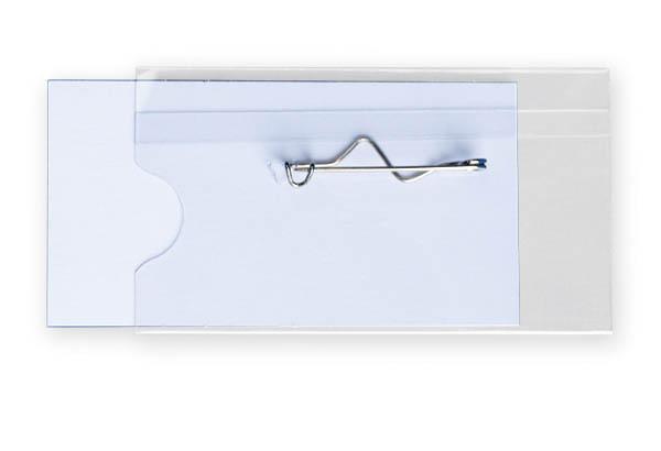 Badge porte-nom en PVC avec pince épingle - 60 x 40 mm
