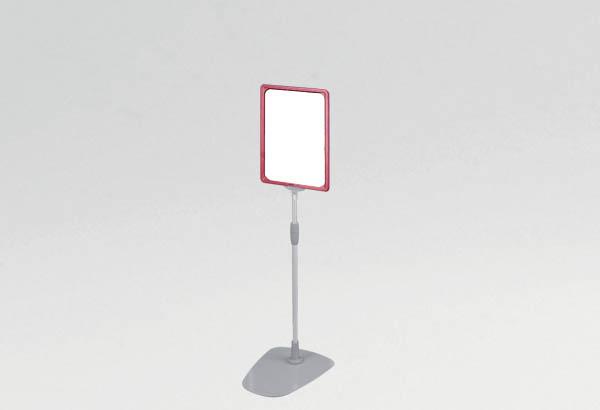 Kit cadre A4 rouge avec socle métal et tige télescopique de 320 à 620 mm