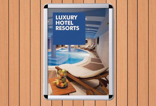 Cadre clippant mural en aluminium profil 32 mm - Format A1 - Coins ronds