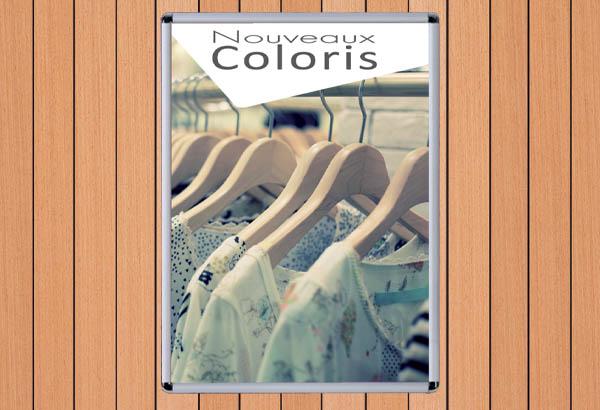 Cadre clippant mural en aluminium profil 25 mm - Format A1 - Coins ronds