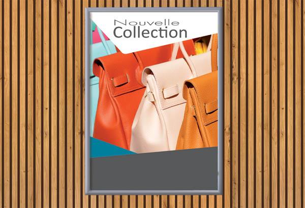 Cadre clippant mural en aluminium profil 25 mm - Format A5 - Coins carrés