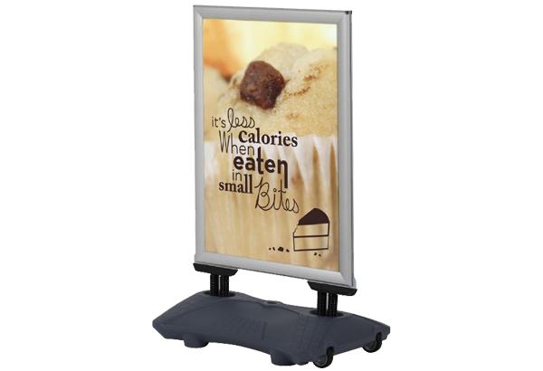 Stop trottoir cadre clippant 2 faces sur roulette - Etanche - Format A1