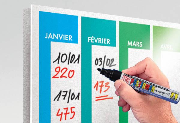 Marqueur craie Posterman® - Pointe ronde de 2 mm blanche