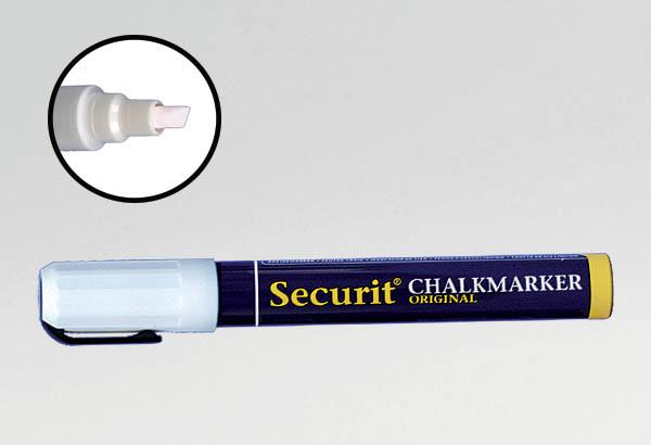 Marqueur craie spécial extérieur - Pointe biseauté de 2 à 6 mm blanche
