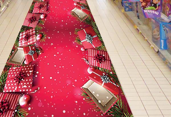 Rouleau moquette Carfloor® 300 T à thème de 150 cm x 15 m - Cadeaux de Noël