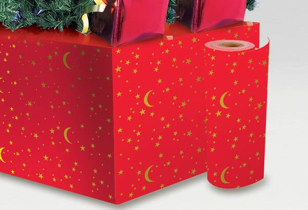 Rouleau de jupe de palette Calcolor® à thème de 60 cm x 50 m - Rouge / Etoilé Or