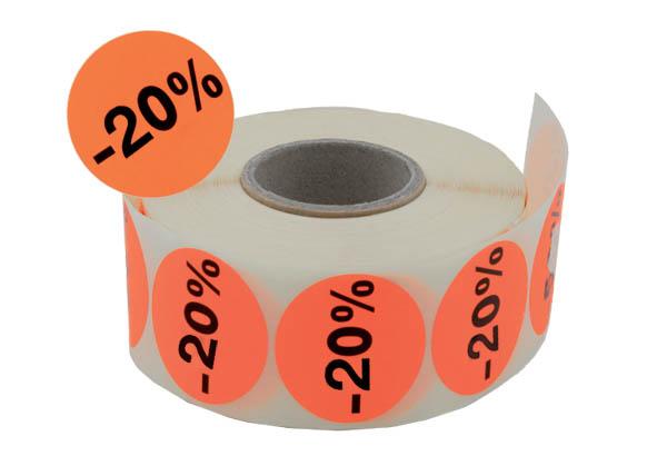 Pastilles adhésives remise de "-20%" fluo de Ø 38 mm