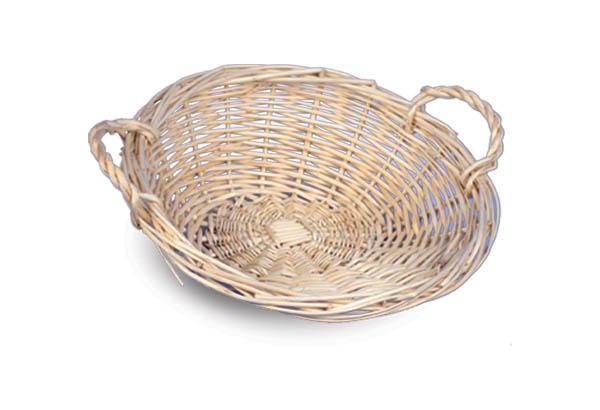 Panier rond incliné avec poignet en osier plein naturel - 320 x 320 x 120 mm
