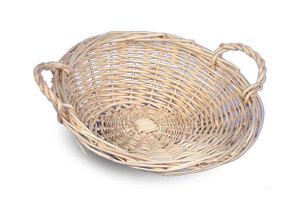 Panier rond incliné avec poignet en osier plein naturel - 460 x 460 x 160 mm