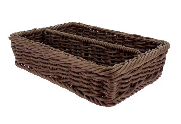 Panier en fil polypropylène chocolat sur structure métal epoxy - 395 x 295 x 80 mm