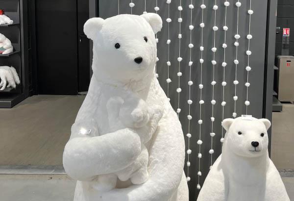 Ours blanc et son bébé - Hauteur 150 cm - 69 x 58,5 cm