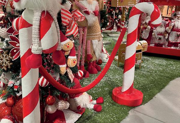 Paire sucres d'orge avec cordon rouge de 1.5 m - Hauteur 60 cm - 98 x 44 cm