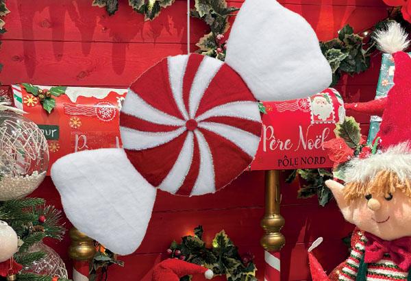 Bonbon rond de Noël - Hauteur 60 cm - 17.5 x 4 cm