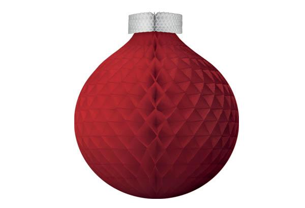 Boule de Noël rouge et blanche en papier alvéolé - Hauteur 47 cm