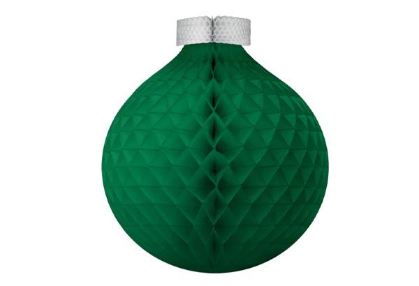 Boule de Noël verte et blanche en papier alvéolé - Hauteur 70 cm