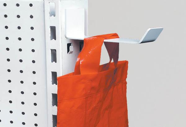 Potence porte-sacs avec fixation murale adhésive et retour avant - 90 x 60 mm