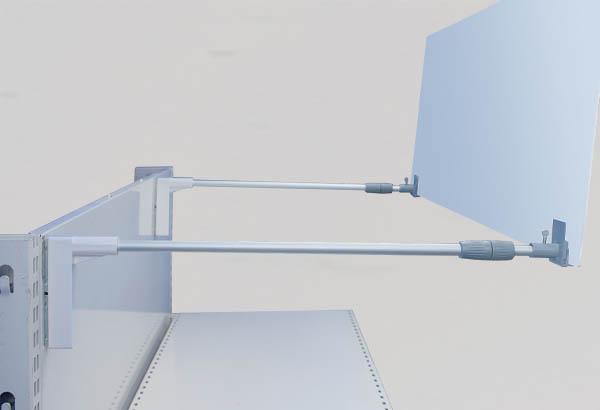 Platine pour potence mural à visser + clip droit porte-fronton - Panneau de 3 mm