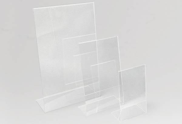 Porte-visuel incliné en acrylique transparent - Format A6 - Vertical