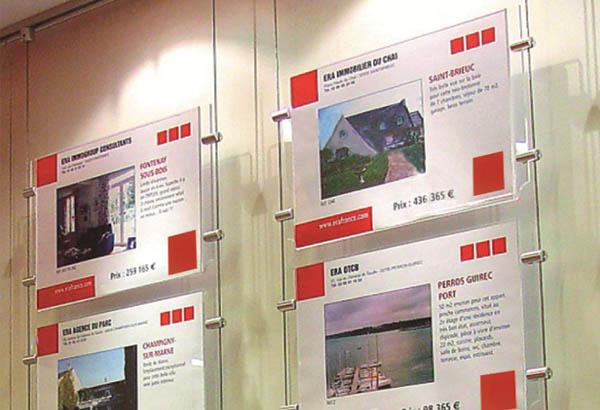 Kit de fixation murale non lumineux avec 4 porte affiches horizontales A4