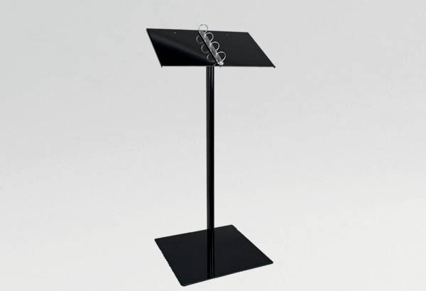 Pupitre sur pied en métal laqué noir avec anneaux - 2 formats A4 verticaux