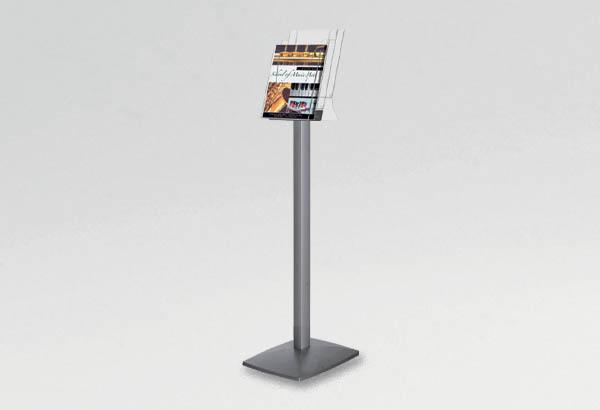 Porte-brochures sur pied en métal et acrylique - 3 bacs A4