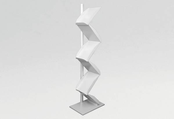 Porte-brochures zig-zag en métal gris - 6 tablettes A4