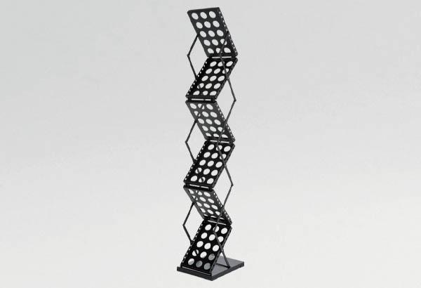 Porte-brochures zig-zag en métal noir - 6 tablettes A4