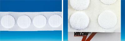 Pastille adh VELCRO® Ø 19 mm blanche - Ruban crochet