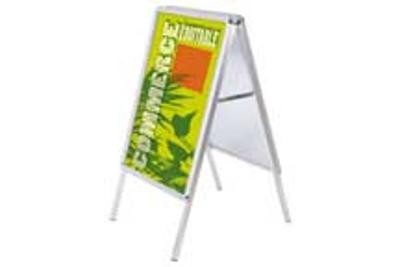 Chevalet cadre clippant 2 faces en aluminium - Format A0 - Coins ronds