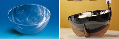 Vasque demi-sphère et supports - Vasque transparente