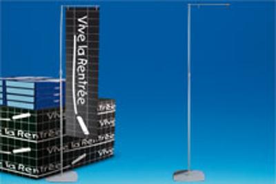 Potence simple télescopique grise - 400 mm - 2 crochets ouverts