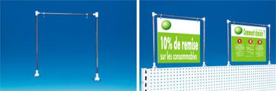 Potence magnétique porte fronton à poser avec 2 crochets ouverts - 480 x 450 mm