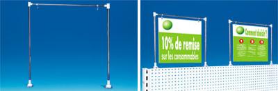 Potence magnétique porte fronton à poser avec 2 crochets ouverts - 630 x 600 mm